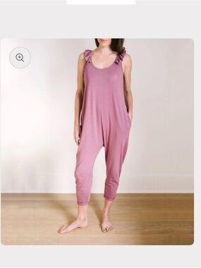 Smash + Tess Mauve Ruffle-Shoulder Jumpsuit